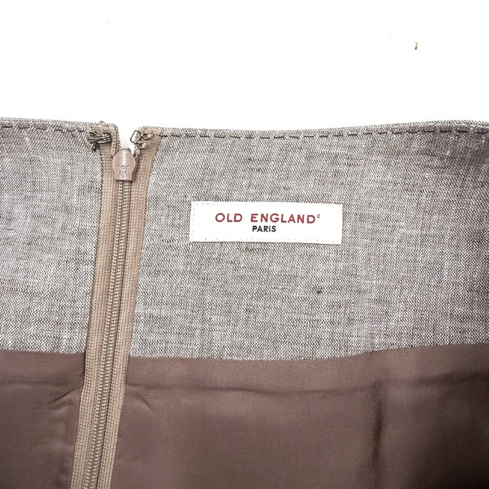 【中古】オールドイングランド OLD ENGLAND ひざ丈リネンスカート 台形 ベージュ ライトブラウン系 i0703n0095
