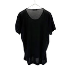 将图片加载到图库查看器，【中古】デプレ DES PRES 半袖ニット ラウンドネック 透け感 コットン シンプル ブラック 黒 i0818n0204
