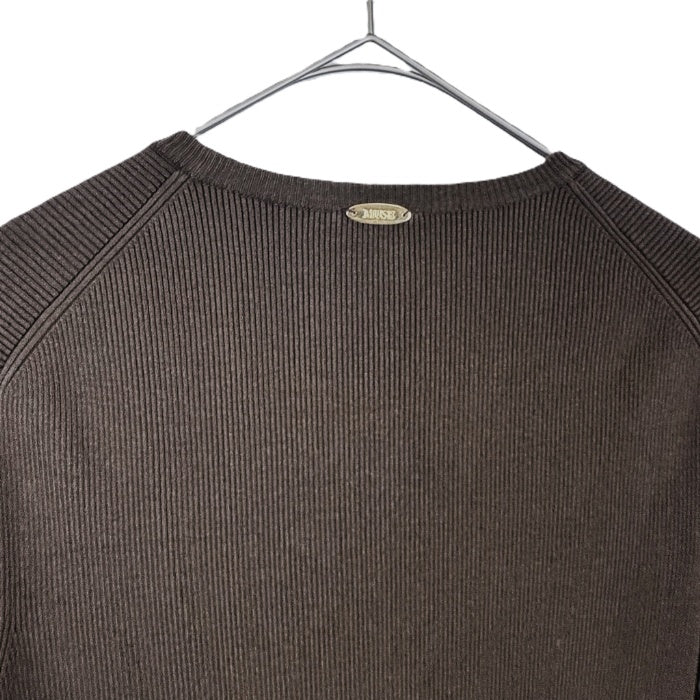 【中古】ミューズ ドゥーズィエムクラス Deuxieme Classe リブカットソー クルーネック 半袖 ブラウン 茶 i0526y01225