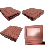 将图片加载到图库查看器，【中古】ボッテガヴェネタ BOTTEGA VENETA 財布 二つ折り イントレチャート 編込み くすみレッド i0606aq01952
