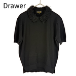 将图片加载到图库查看器，【中古】ドゥロワー Drawer フリンジカラー 半袖ニット ブラック サイズ1 j0410a01060

