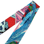 将图片加载到图库查看器，【中古】エルメス HERMES ツイリー スカーフ スリム 馬と不死鳥 ブルー レッド ピンク i0627aq02787
