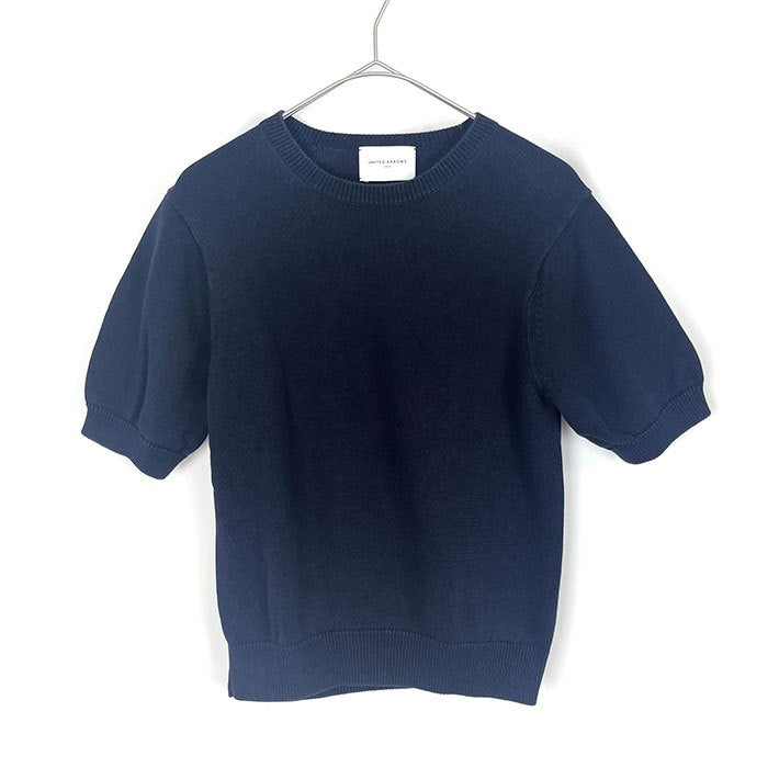 【中古】ユナイテッドアローズ UNITED ARROWS 半袖ニット クルーネック シンプル ネイビー 紺 h0527h003