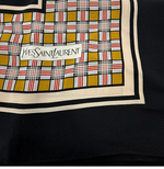 将图片加载到图库查看器，【中古】Yves Saint Laurent イヴサンローラン スカーフ シルク ネイビー系 チェック柄 スクエア 大判 レディ i0810oq0102
