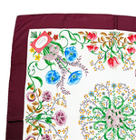 Load image into Gallery viewer, 【中古】グッチ GUCCI シルクスカーフ フラワー 花柄 ボタニカル ワインレッド j0405oq00358
