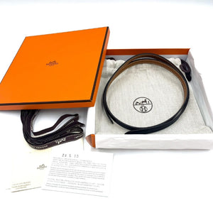 【中古】エルメス HERMES ベルトのみ バックル無し リバーシブル 細ベルト ブラック ブラウン h0216aq012105