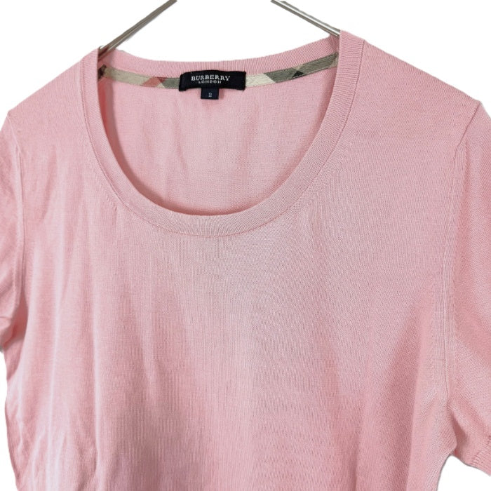 【中古】バーバリー BURBERRY アンサンブルニット 半袖 カーディガン セット コットン くすみピンク i0606aq01520