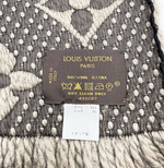 画像をギャラリービューアに読み込む, 【中古】ルイヴィトン Louis Vuitton マフラー ロゴマニア モノグラム グレー ウール シルク j0215pq005286
