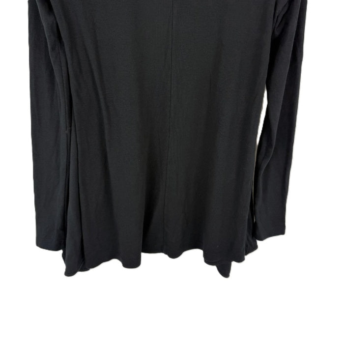 【中古】スリードッツ three dots カーディガン ボタンレス 羽織り コットン ロング ブラック 黒 i0818n0103