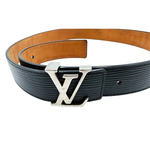 画像をギャラリービューアに読み込む, 【中古】Louis Vuitton ルイヴィトン サンチュール ベルト ブラック LVバックル i1029pq019180
