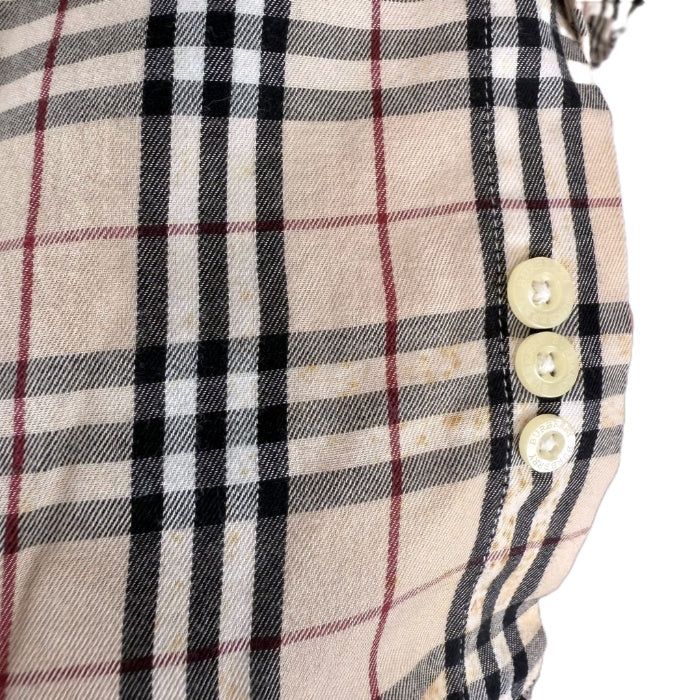 【中古】バーバリー BURBERRY 半袖シャツ 定番チェック柄 ロゴ刺しゅう ベージュ系 i0710lq02127