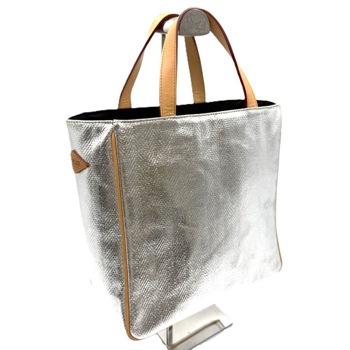 【中古】エムジーウォレス MZ WALLACE ハンドバッグ スクエア レザー ヘリンボーン シルバー i0911wq01510