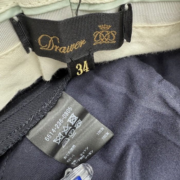 【中古】ドゥロワー Drawer コットンツイルテープパンツ サイドスリット コットン ネイビー 紺 i0805k00412