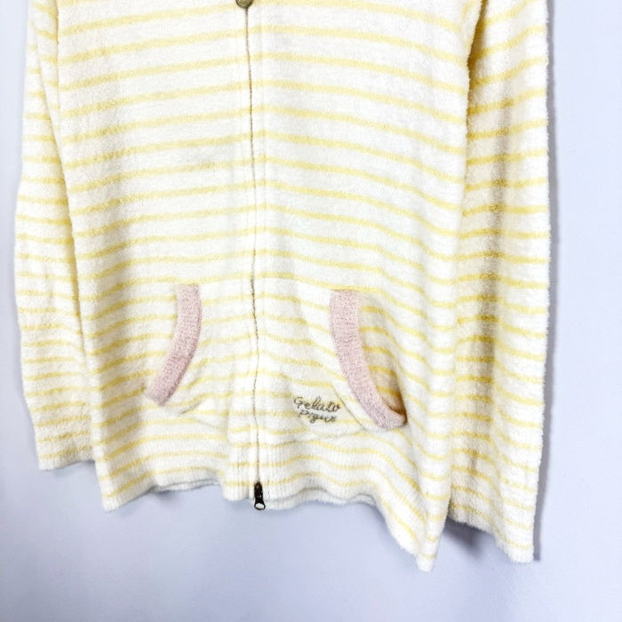 【中古】ジェラートピケ gelato pique パーカー 薄手 もこもこ ボーダー パステルカラー イエロー ピンク i0410wq0182