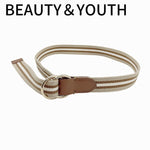 画像をギャラリービューアに読み込む, 【中古】ビューティーアンドユース BEAUTY&amp;YOUTH ボーダー ベルト ベージュ ブラウン j0925i0153
