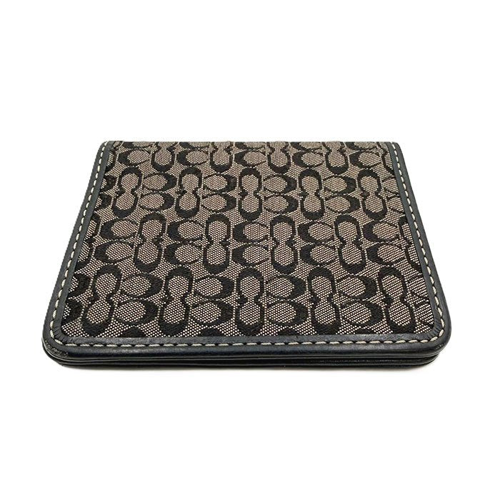 【中古】COACH コーチ シグネチャー キャンバス×レザー 二つ折りパスケース カードホルダー i0810oq0113