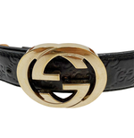 画像をギャラリービューアに読み込む, 【中古】グッチ Gucci GGベルト ブラック ゴールド j0712oq027126
