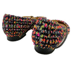 画像をギャラリービューアに読み込む, 【中古】ジェニファーチャマンディ Jennifer Chamandi ツイードパンプス ローヒール ストラップ カラフル 黒 i0619a00637
