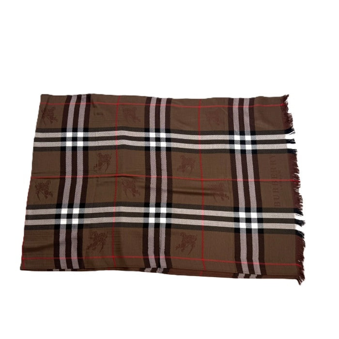 【中古】バーバリー BURBERRY ストール 定番チェック 大判 おしゃれ ダークブラウン こげ茶 i0731wq0165