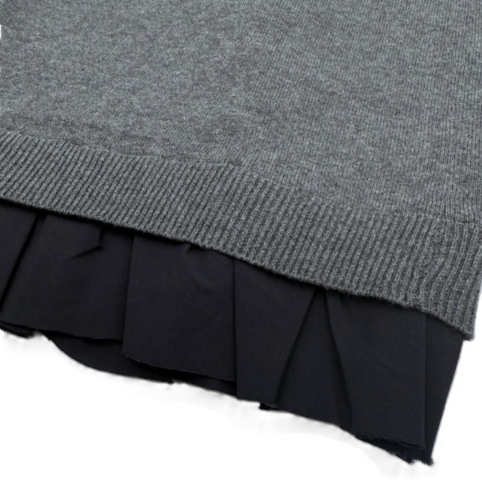 【中古】ヨーコチャン YOKO CHAN クルーネックニット 裾フリル 切り替え グレー ネイビー 紺 i0703n02312