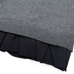 将图片加载到图库查看器，【中古】ヨーコチャン YOKO CHAN クルーネックニット 裾フリル 切り替え グレー ネイビー 紺 i0703n02312
