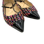 画像をギャラリービューアに読み込む, 【中古】ジェニファーチャマンディ Jennifer Chamandi ツイードパンプス ローヒール ストラップ カラフル 黒 i0619a00637
