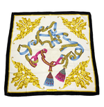 Load image into Gallery viewer, 【中古】フェラガモ Salvatore Ferragamo  シルク スカーフ 大判 ホワイト ネイビー ロープ柄 j0405oq03846
