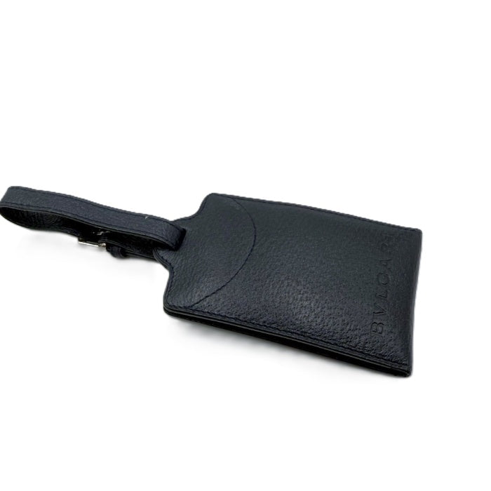 【中古】ブルガリ BVLGARI ネームタグ レザー シンプル ネイビー 紺 i0627aq0206