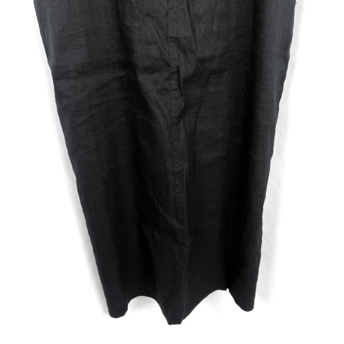 【中古】栗原はるみ KURIHARA HARUMI サロペットスカート ロング 裾スリット リネン混 ブラック 黒 h1223rq0166