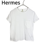 Load image into Gallery viewer, 【中古】エルメス Hermes Tシャツ 半袖 クルーネック ポケット刺繍 ホワイト 白 38 j0910h00545
