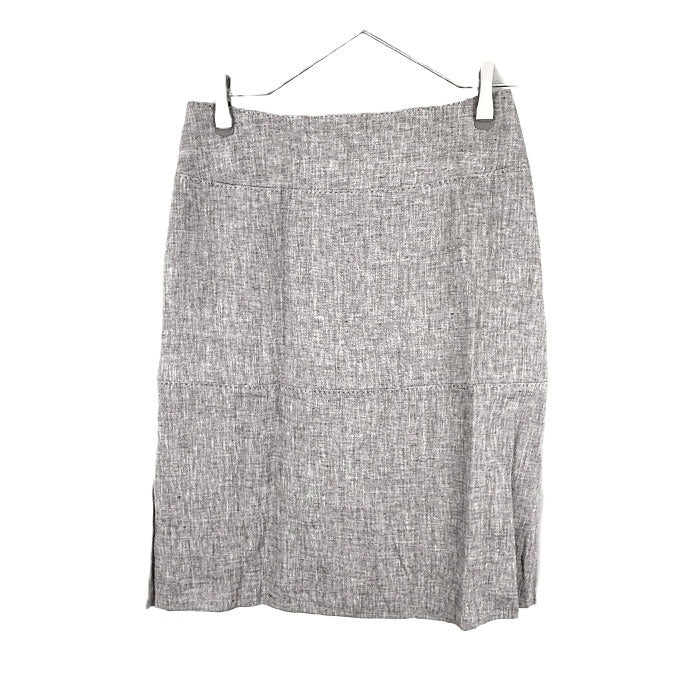 【中古】オールドイングランド OLD ENGLAND ひざ丈リネンスカート 台形 ベージュ ライトブラウン系 i0703n0095