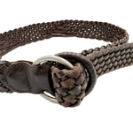 画像をギャラリービューアに読み込む, 【中古】ANGLO レザーベルト 編込み メッシュベルト ダークブラウン i0731wq0021
