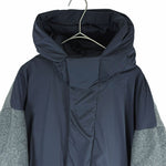 画像をギャラリービューアに読み込む, 【中古】ENFOLD エンフォルド 中綿ダウンコート ネイビー×グレー 36 異素材切替 フード付き i1226t00635
