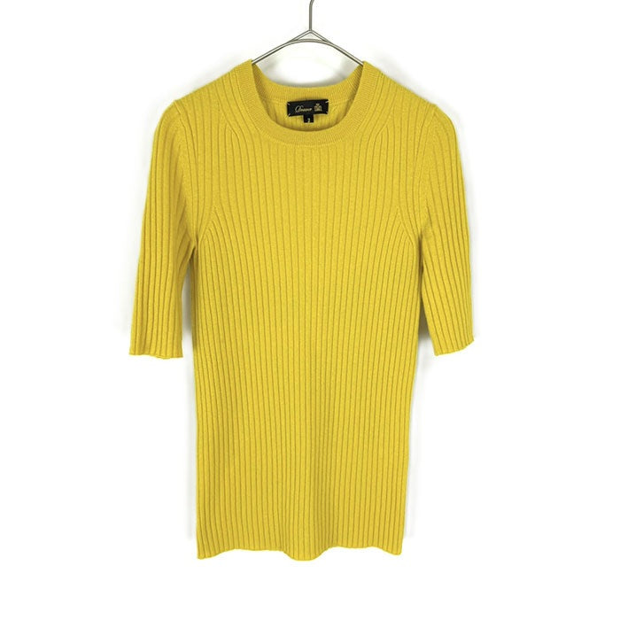 【中古】ドゥロワー Drawer 半袖リブニット リブクルーネックショートスリーブ イエロー くすみカラー i0925i01015