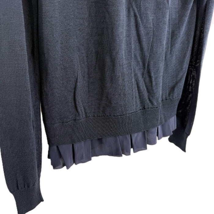 【中古】ヨーコチャン YOKO CHAN カーディガン 裾フリル Vネック シルク 未使用 ネイビー 紺 i0703n02218
