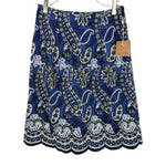 Load image into Gallery viewer, 【中古】スキャパ SCAPA 刺しゅうひざ丈スカート ペイズリー柄 シルク フレア ネイビー ホワイト ブラック i0703n0074
