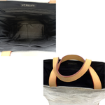 将图片加载到图库查看器，【中古】エムジーウォレス MZ WALLACE ハンドバッグ スクエア レザー ヘリンボーン シルバー i0911wq01510
