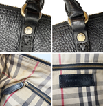 画像をギャラリービューアに読み込む, 【中古】BURBERRY バーバリー レザー トートバッグ ブラック 黒 ゴールド金具 レディース 肩掛け バッグ A4収納 通勤 通学 j0115lq006143
