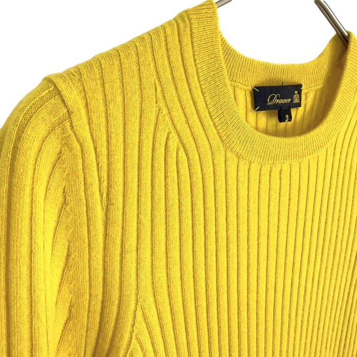 【中古】ドゥロワー Drawer 半袖リブニット リブクルーネックショートスリーブ イエロー くすみカラー i0925i01015
