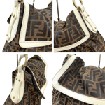 画像をギャラリービューアに読み込む, 【中古】フェンディ FENDI ショルダーバッグ ズッカ柄 白縁 パイピング 大きめ ブラウン ホワイト i0413oq005400
