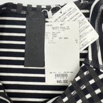 将图片加载到图库查看器，【中古】アオイ aoi 半袖チュニック ワンピース チェック ボーダー マルチ柄 タグ付き ブラック ホワイト i0515n0133
