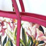 画像をギャラリービューアに読み込む, 【中古】ドルチェ＆ガッバーナ DOLCE&amp;GABBANA ハンドバッグ 花柄 パイピング ビビッドピンク 白系 i0413oq00292
