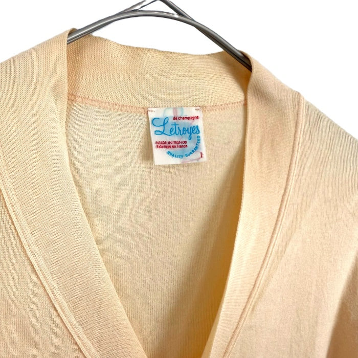 【中古】ルトロワ Letroyes カーディガン Vネック コットン 透け感 ペールオレンジ うすだいだい色 i0619wq05110