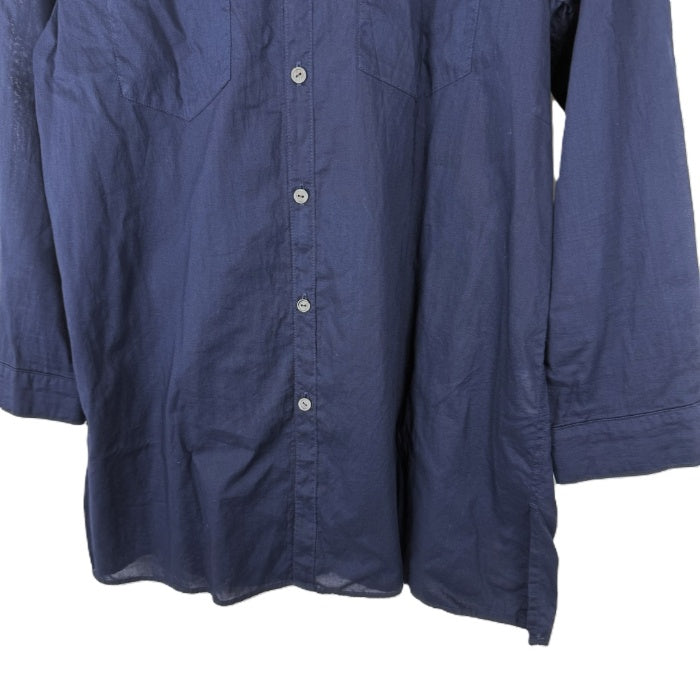【中古】ギャルリーヴィー GALERIE VIE シャツ 8分袖 コットン 透け感 ネイビー 紺 i0703n0172