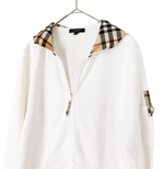 画像をギャラリービューアに読み込む, 【中古】バーバリー BURBERRY ジップアップ パーカー フーディー ノバチェック ホワイト j0417aq00224

