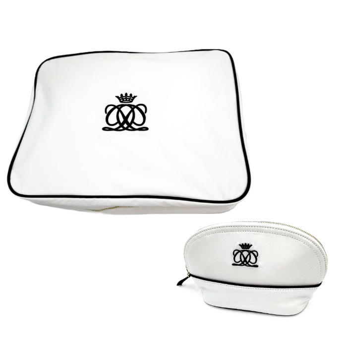 【中古】ドゥロワー Drawer ノベルティトラベルポーチ 大小2個セット パイピング 白 黒 i0501k00510