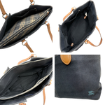 将图片加载到图库查看器，【中古】バーバリー BURBERRY トートバッグ 無地 チェック柄 キャンパス生地 インナーバッグ ネイビー ベージュ i0710lq01222
