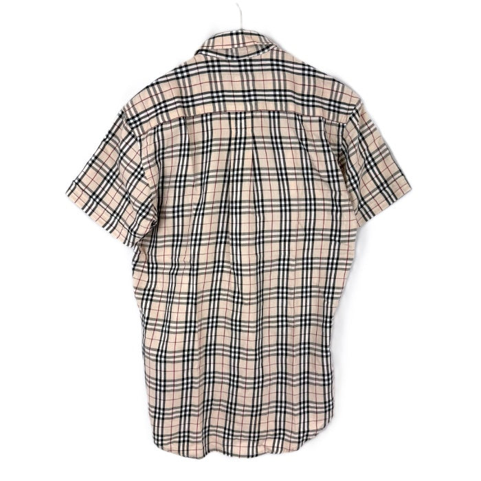 【中古】バーバリー BURBERRY 半袖シャツ 定番チェック柄 ロゴ刺しゅう ベージュ系 i0710lq02127