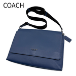 画像をギャラリービューアに読み込む, 【中古】コーチ COACH ケイレブ メッセンジャーバッグ ショルダーバッグ ブルー j0729pq01469
