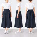 Load image into Gallery viewer, 【中古】バーニーズニューヨーク BARNEYS NEW YORK カーゴスカート フレア ナイロン ブラック j0910h0018
